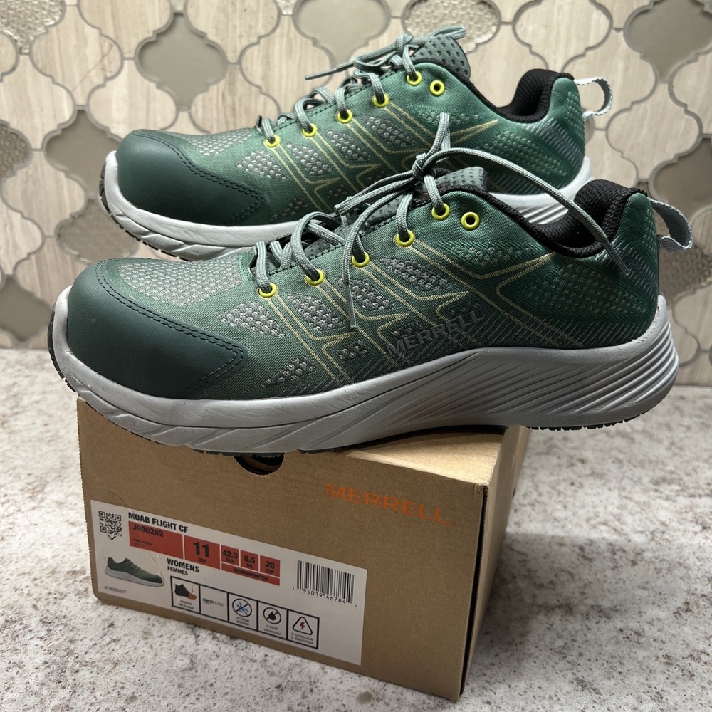 Merrell J006262 Womens Moab Flight Carbon‎ Fiber Industrial Shoe Anti Slip Green
